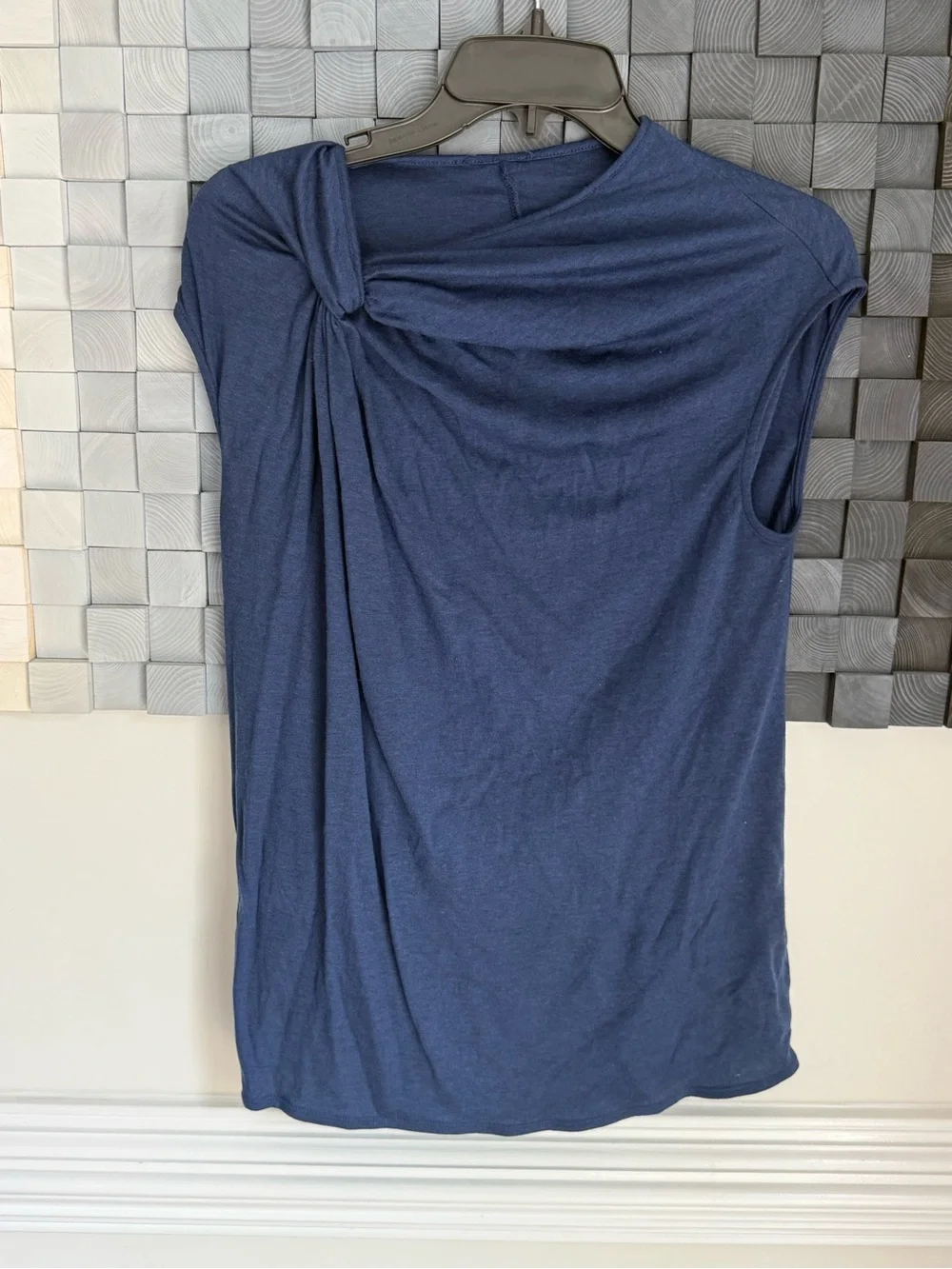 Helmut Lang Navy Blue Draped Knot Front Sleeveless Top - Picture 1 of 5